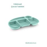 Melkan Home Bölmeli Çocuk Yemek Tabldot - Anaokulu & Kreş İçin Kahvaltı ve Yemek Tabağı Yeşil Tabildot