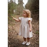 Mells Baby Organik Pamuk Keten Kız Çocuk Elbise - 3 - 4 Yaş - Natural Keten