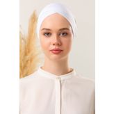 Melodi Scarf Bağlamalı Dikişsiz Çapraz Bone Beyaz