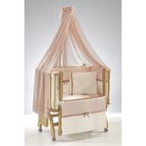 Meltem Smart Mood Sallanır Anne Yanı Beşik Ahşap Bebek Beşiği 50x90 cm (naturel-pembe)