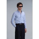 Menar Erkek Basic Gömlek Comfort Fit Mavi M