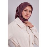 Menekşe Kenar Şeritli Monogram İpek Eşarp