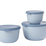 Mepal - Çok amaçlı Cirqula Round 3 parçalı set - Kapaklı saklama kabı - Saklama kutusu, buzdolabı, derin dondurucu ve mikrodalga fırın kabı olarak uygundur - 500 ml, 1000 ml ve 2000 ml - Nordic Blue
