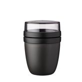 Mepal Taşınabilir müsli kabı, pratik yoğurt kabı, yoğurt ve müsli için bölmeler, derin dondurucu, mikrodalga fırın ve bulaşık makinesi için uygundur, 500 ml + 200 ml, Nordic Black