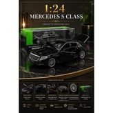 Mercedes-Benz S-Class 1:24 Siyah Diecast Metal Model Araba Kapıları Açılabilir