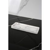 Mermer Desenli El Yapımı Dekoratif Sunum Tepsisi Tabağı Beton Sunumluk 10X25 cm - Siyah - Beyaz