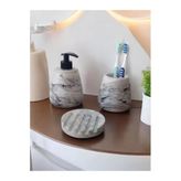 Mermer Desenli Gri Banyo Seti