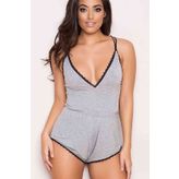 Merry See Dantel İşlemeli Birleşik Şortlu Gri Kadın Pijama
