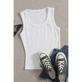 Merry See Düz Renk Kadın Kolsuz Bluz Crop Top - 2XL - Beyaz