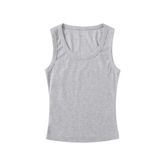 Merry See Düz Renk Kadın Kolsuz Bluz Crop Top Gri XS