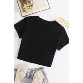Merry See Pamuklu Yumuşak Dokulu Kısa Kol Bisiklet Yaka Bluz Crop