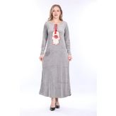 mervemoda Kadın Gri kadife elbise