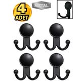 Metal Boncuk Askı Siyah Duvar Tipi – 4’Lü