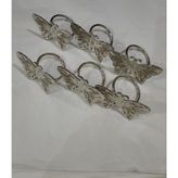 Metal Kelebek Tasarımlı Peçete Halkası, Gümüş Renk, 6'lı Set, 6.5x4.5x5 cm