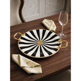 Metal Kulplu Porselen Servis Tepsi 27 Cm