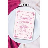 Metranya Doğum Günü Partisi - Masa Kartı Oyun Kartı 15 Adet Happy Birthday Sunum Yemek Tabağı Party Davetiye