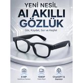 Mey İthalat® Akıllı Gözlük 8 Mp Kameralı 1080P Video Kayıt Wifi Bağlantılı Çift Mikrofonlu Gürültü Engelleme Özellikli