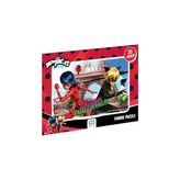 Mey İthalat Mucize: Uğur Böceği ile Kara Kedi Lisanslı 35 Parça Çerçeveli 34X24 cm Çocuk Puzzle Yapboz (Kırmızı2)