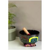 Mia 3 Renk Motifli Tibet Meditasyon Çanağı/meditasyon Kasesi (Singing Bowl) ve Mürdüm Alt Yastığı Seti