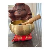 Miamantra 14 Cm Çap Pirinç Tibet Ses Çanağı Ve Kırmızı Yastık/altlık Ve Tokmak Seti