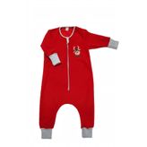 miço kids Kırmızı Geyikli Bebek Tulum - Polar Kışlık Tulum - Fermuarlı Yılbaşı Noel Bebek Kıyafeti
