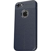 Microcase Apple iPhone 6 6S Leather Effect TPU Silikon Tempered Cam + Lacivert Kılıf