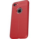 Microcase Apple iPhone 8 Leather Effect Silikon Tempered Cam + Kırmızı Kılıf