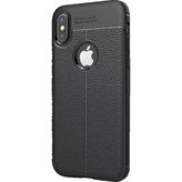 Microcase Apple iPhone X Leather TPU Silikon Tempered Cam + Siyah Kılıf