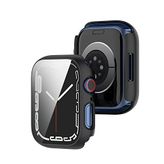 Microcase Apple Watch 7 45mm Ekran Korumalı Sert Slim Rubber Kılıf - I7R1 Siyah