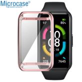 Microcase Honor Band 6 Önü Kapalı Tasarım Yumuşak Silikon Kılıf - Pembe