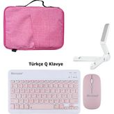 Microcase ipad 10.9 Uyumlu Tablet Çanta+Türkçe Bluetooth Klavye +Mouse+Tablet Standı-Pembe AL8127