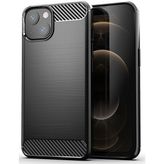 Microcase İphone 13 Brushed Carbon Fiber Silikon Kılıf - Siyah