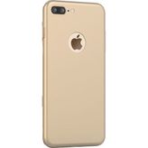 Microcase iPhone 8 Plus Premium Matte Silikon TPU Tempered Cam + Altın Kılıf
