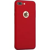 Microcase iPhone 8 Plus Premium Matte Silikon TPU Tempered Cam + Kırmızı Kılıf