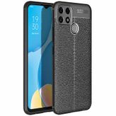 Microcase Oppo A15s Leather Tpu Silikon Kılıf - Siyah