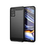 Microcase Realme 7 Pro Brushed Carbon Fiber Silikon Kılıf - Siyah