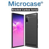 Microcase Samsung Galaxy Note 10 Plus Brushed Carbon Fiber Silikon Kılıf - Siyah
