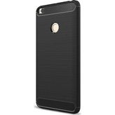 Microcase Xiaomi Mi Max 2 Brushed Carbon Silikon Tempered Cam + Siyah Kılıf