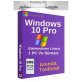 Mıcrosoft Windows 10 Pro Lisans 1 Pc Süresiz Garantili - Hemen Sms Teslimat