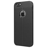 Microsonic Apple iPhone 6 Plus Suni Deri Dokulu Silikon Siyah Kılıf