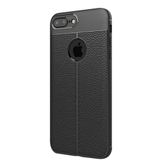 Microsonic Apple iPhone 8 Plus Suni Deri Dokulu Silikon Siyah Kılıf
