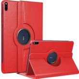 Microsonic Huawei MatePad 10.4 inç 360 Rotating Stand Deri Kırmızı Tablet Kılıfı