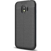 Microsonic Samsung Galaxy J2 Pro 2018 Suni Deri Silikon Siyah Kılıf
