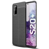 Microsonic Samsung Galaxy S20 Plus Deri Dokulu Silikon Siyah Kılıf