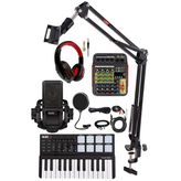 Midex Stüdyo Ekipmanları Midi Live Paket-2 Ses Kartlı Mikser Midi Klavye Mx-2020 Mikrofon Kulaklık