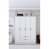 Midoser 140 cm Mat Beyaz 4 Kapılı 2 Çekmeceli Elbise Dolabı Gardrop