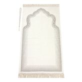 Mihrap Desenli Düz Şönil Seccade Krem