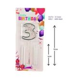 Mika Şeffaf 3 Rakam Gümüş Mum 12Cm