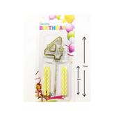 Mika Şeffaf 4 Rakam Gold Mum 12Cm
