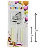 Mika Şeffaf 4 Rakam Gümüş Mum Set